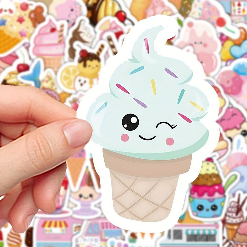 52pcs Waterproof Glossy Summer Dessert Stickers for Laptop Phone Case Skateboards - Image 3