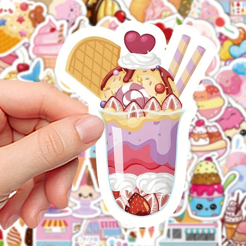 52pcs Waterproof Glossy Summer Dessert Stickers for Laptop Phone Case Skateboards - Image 4