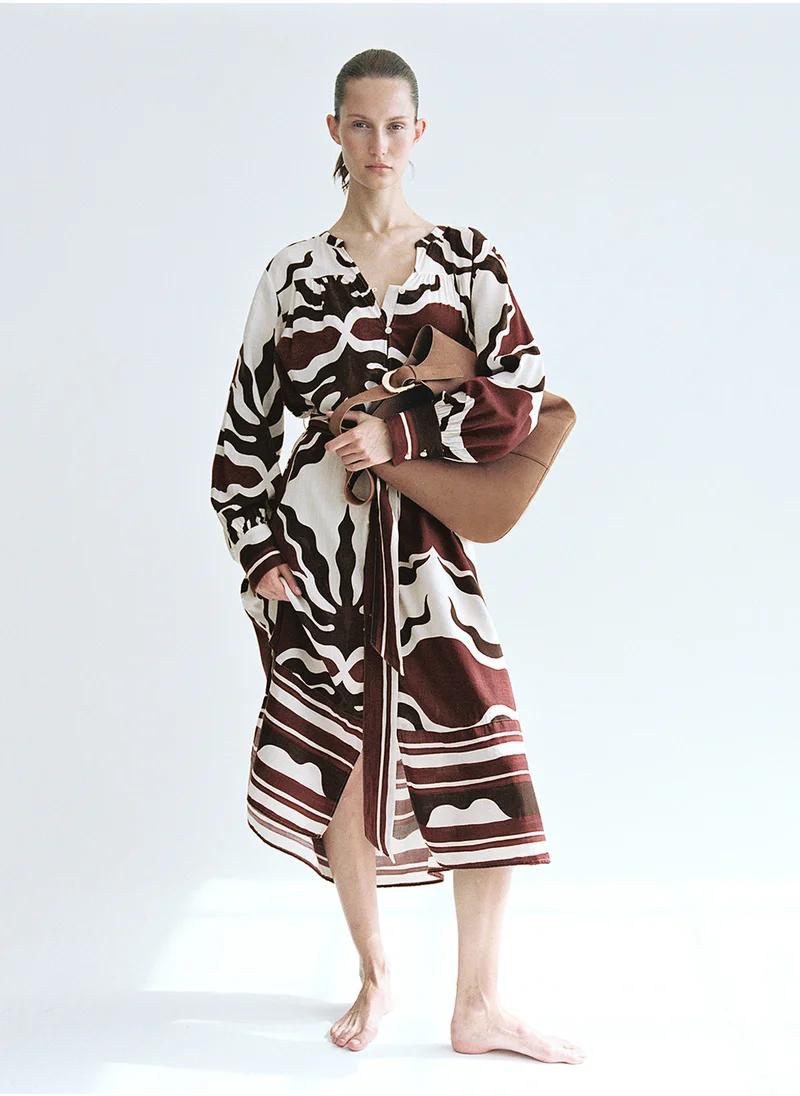 اتش اند ام Tie-Belt Kaftan Dress
