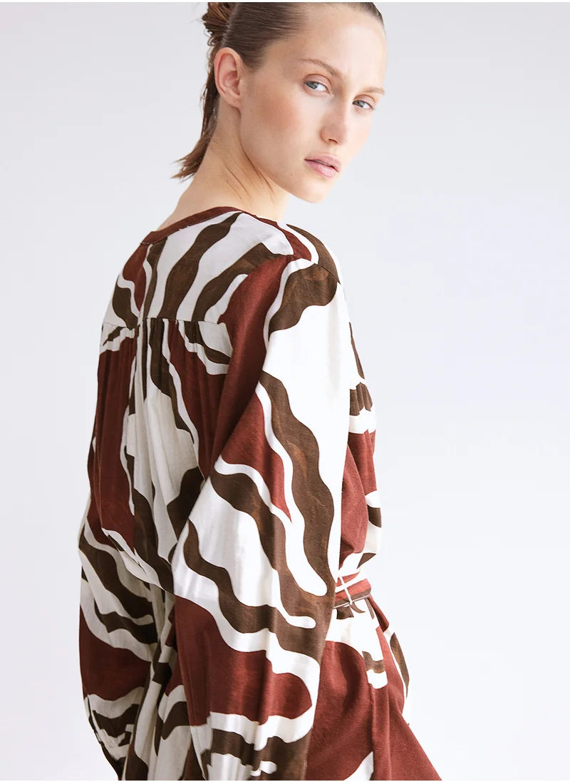 اتش اند ام Tie-Belt Kaftan Dress