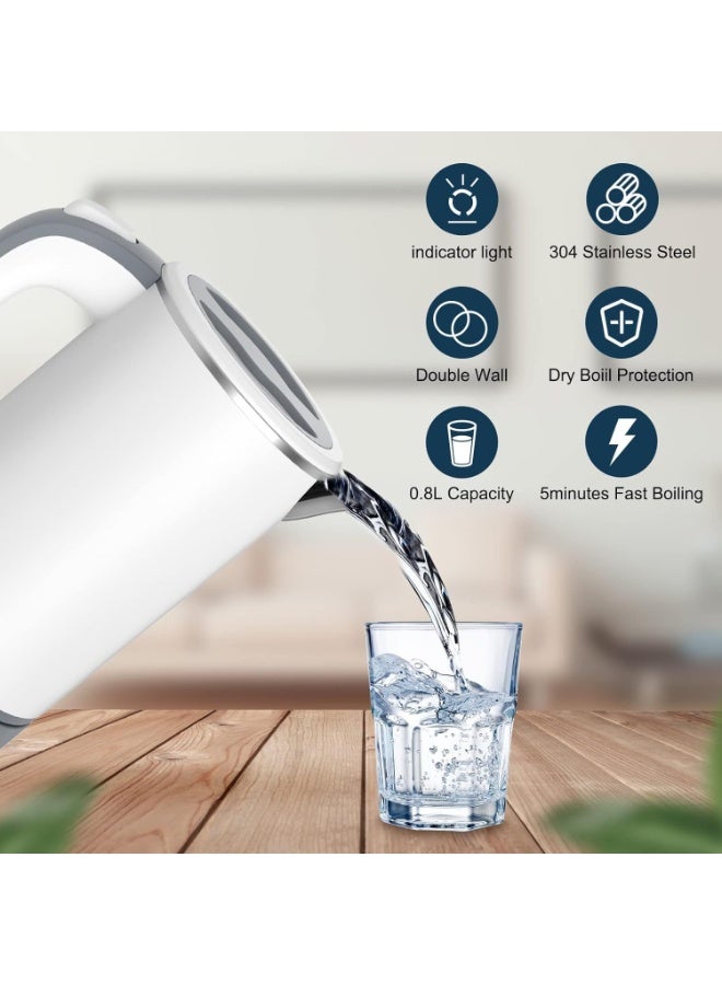 MAKINGTEC Small Electric Kettle, Travel Mini Hot Water Boiler Heater, 304 Stainless Steel 0.8L Portable Electric Kettles or Boiling Water, with Auto Shut-Off for Camping, Travel, Office - Image 2