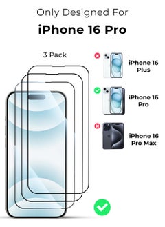 glassology 3Pack Screen Protector for iPhone 16 Pro 6.9"  9H+ Unbreakable HD Ultra Clear Tempered Glass Easy Install & Case-Friendly Includes Installer Frame  - Image 2