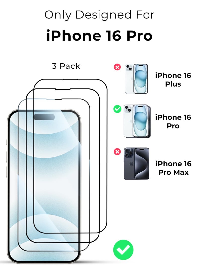 glassology - 3Pack Screen Protector for iPhone 16 Pro 6.9"  9H+ Unbreakable HD Ultra Clear Tempered Glass Easy Install & Case-Friendly Includes Installer Frame - Image 1