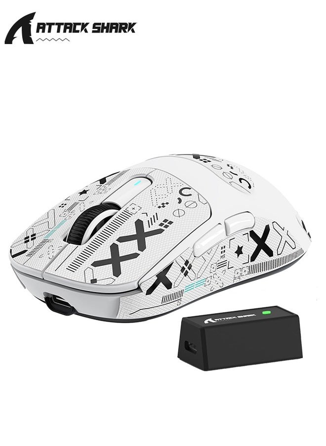 Attack Shark X3 Pro 4K/8K Hz Mouse, 59g Superlight BT/2.4G Wireless/Wired Gaming Mouse, PixArt PAW3395 Gaming Sensor, 26000 DPI, Griptape, Programmable Buttons for Win11/Xbox/PS/Mac(White)  - Image 1