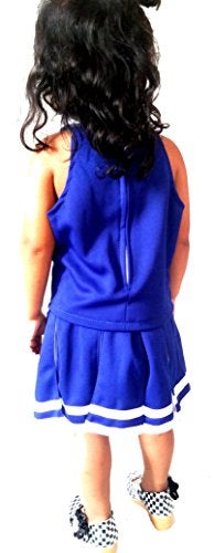 Total 2550 Little Girls' Cheerleader Cheerleading Outfit Uniform Costume Cosplay Blue/White (XXL / 13-16) - Image 4