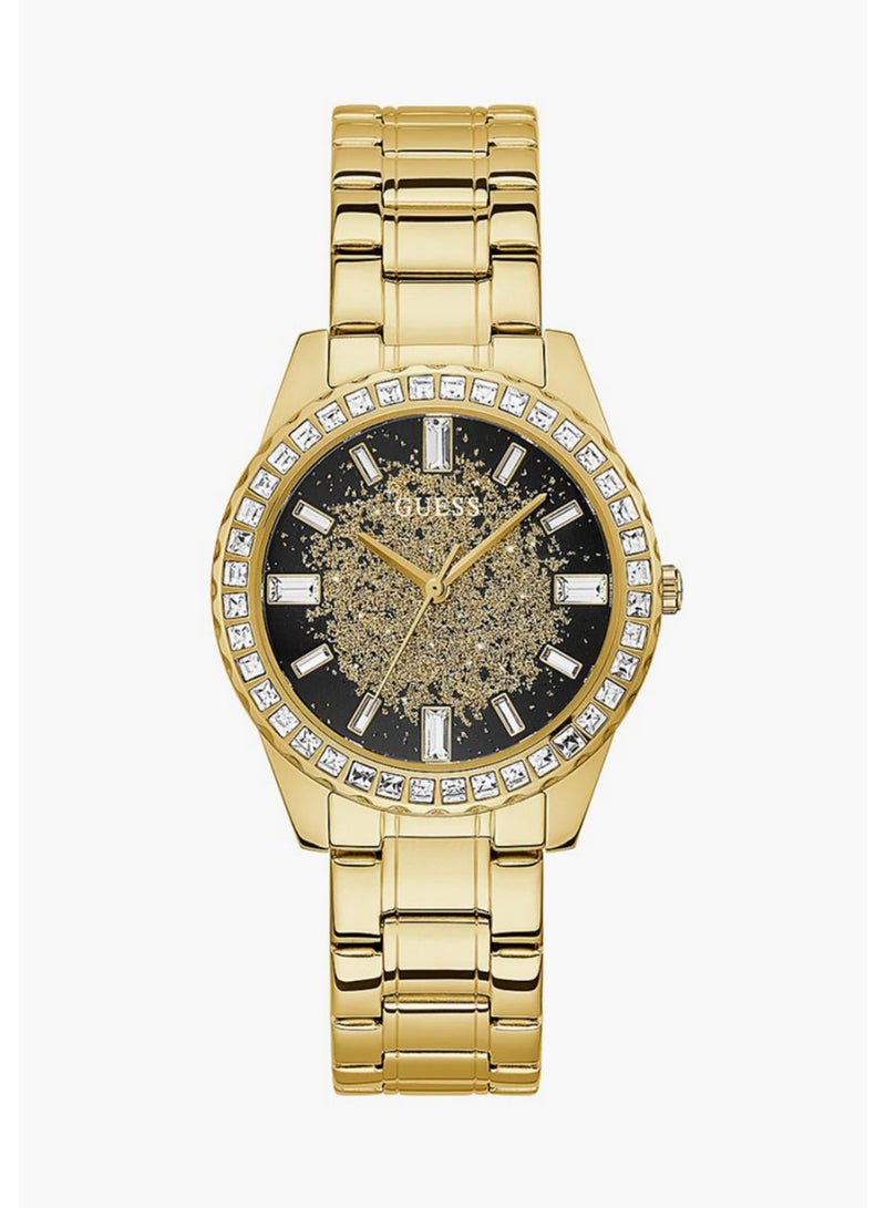 GUESS ساعة GUESS النسائية من مجموعة Glitter Burst أنالوج بمينا ذهبية - GW0405L2 - Image 1