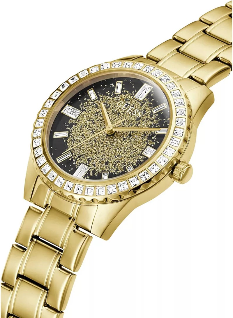 GUESS ساعة GUESS النسائية من مجموعة Glitter Burst أنالوج بمينا ذهبية - GW0405L2 - Image 2