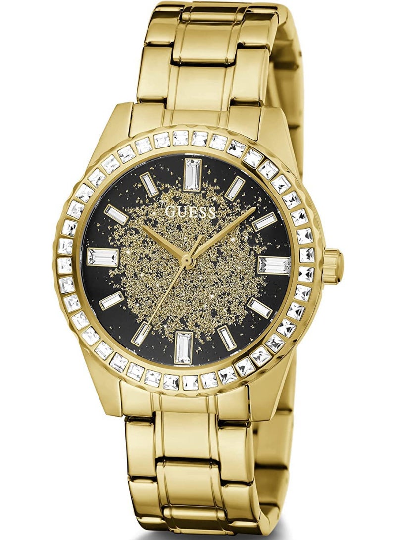 GUESS ساعة GUESS النسائية من مجموعة Glitter Burst أنالوج بمينا ذهبية - GW0405L2 - Image 3