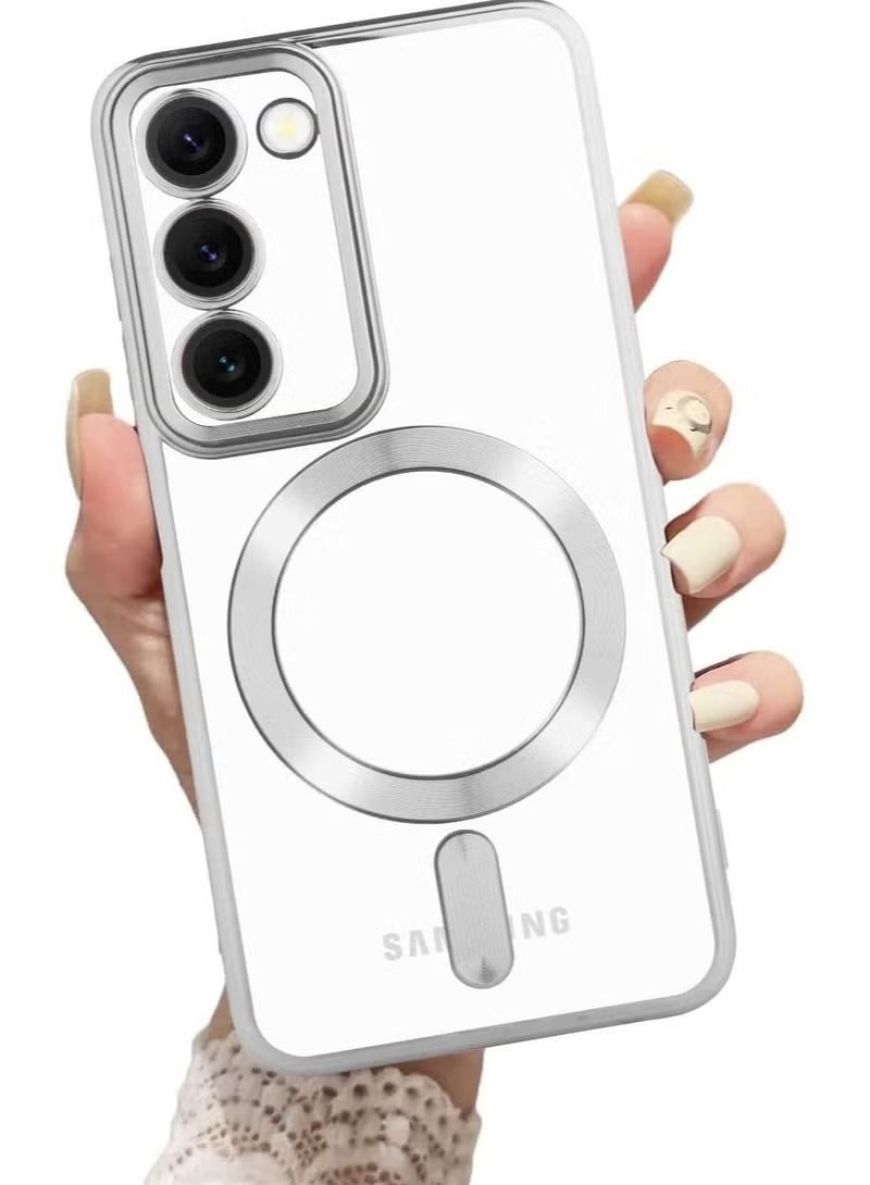 فيسوس جراب مغناطيسي شفاف لهاتف Galaxy S23 ، متوافق مع magSafe ، جراب مطلي بالكهرباء بتصميم قلب الحب ، جراب واقٍ واقٍ لعدسات الكاميرا الكاملة المقاومة للصدمات من مادة البولي يوريثان الحراري