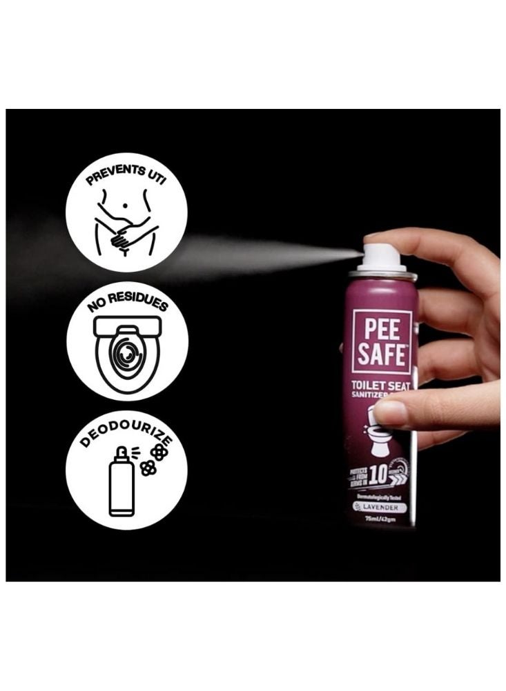 Pee Safe Toilet Seat Sanitizer SprayLavender (75ml) - Image 4