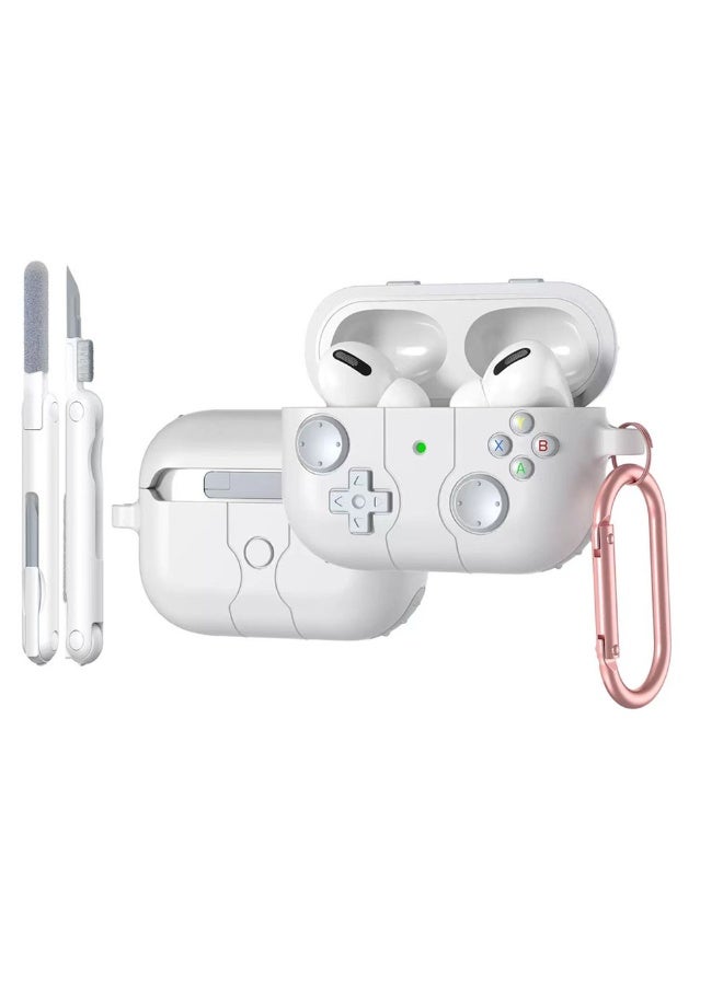 دكينج غطاء حماية من السيليكون لسماعات AirPods Pro 3، يأتي مع مجموعة تنظيف وسلسلة مفاتيح، متوافق مع AirPods Pro 3، تصميم لطيف وممتع، غطاء حماية من السيليكون مقاوم للصدمات، مناسب للرجال والأولاد، أبيض - Image 1