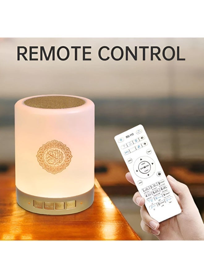 SQ-112 Quran Speaker Bluetooth with Touch LED Lamp, Portable Quran Player with 18 Reciters & 14 Translations, Remote Control, FM Radio & MP3 – Islamic Quran Speaker for Home & Mosque & school - Image 2