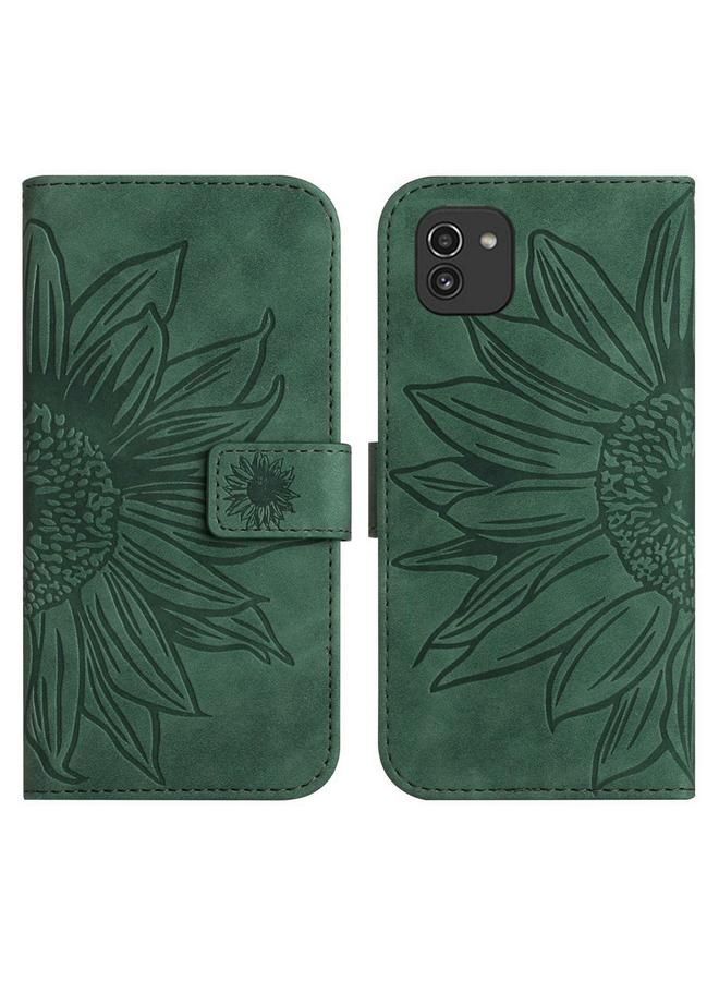 S-TOP Case For Samsung Galaxy A03 164mm Skin Feel Sun Flower Pattern Flip Leather Phone Case with Lanyard - Image 2
