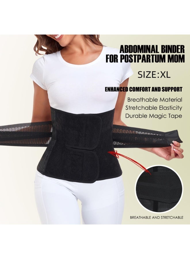 حزام بطن ما بعد الولادة - لفافة بطن ما بعد الولادة، حزام دعم للتعافي بعد العملية القيصرية (أسود داكن، مقاس XL) - Image 2