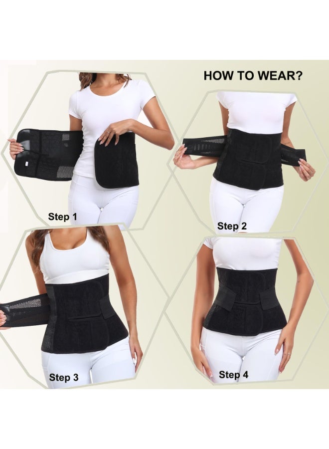 حزام بطن ما بعد الولادة - لفافة بطن ما بعد الولادة، حزام دعم للتعافي بعد العملية القيصرية (أسود داكن، مقاس XL) - Image 3