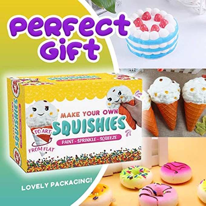Insnug Sensory Toys Squishy Toy Food - Stress Relief Squishies for Girl Kids Age 4 6 8 10 Kawaii Jumbo DIY Slow Rising Squeeze Autism Toys Unicorn Gift Ice cream Cake Milk Shake Donut Painting Art Set - Image 3
