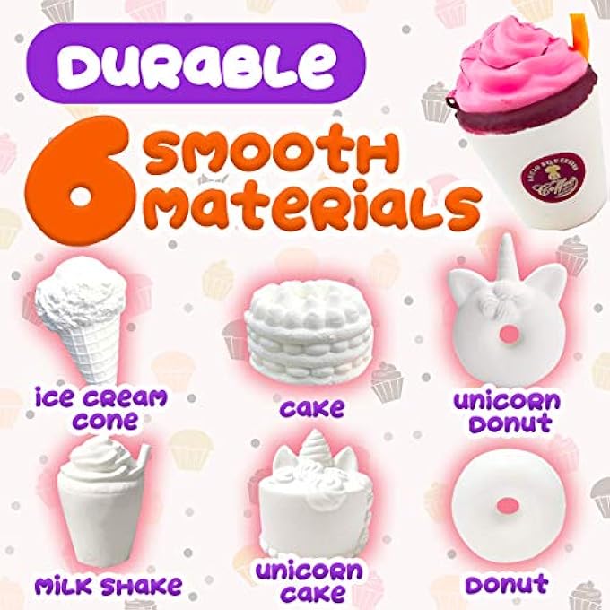 Insnug Sensory Toys Squishy Toy Food - Stress Relief Squishies for Girl Kids Age 4 6 8 10 Kawaii Jumbo DIY Slow Rising Squeeze Autism Toys Unicorn Gift Ice cream Cake Milk Shake Donut Painting Art Set - Image 2