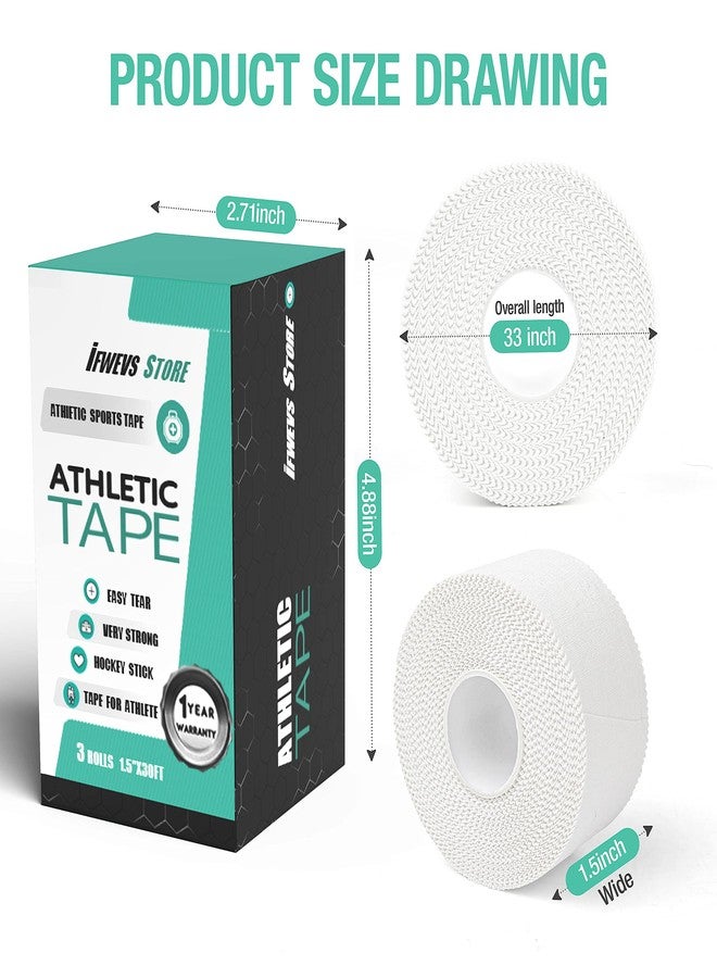 iFwevs (3 Pack) White Athletic Sports Tape, Very Strong Easy Tear No Sticky Residue Tape for Athlete & Sport Trainers & First Aid Injury Wrap,Suitable for Bats,Tennis,Gymnastics & Boxing（1.5in X 35ft） - Image 4