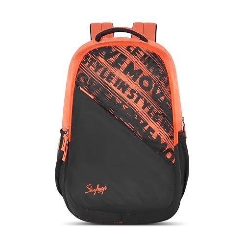 Skybags سايكباجز فيوز بلس حقيبة ظهر بسعة 22 لتر مع حجرة لابتوب 17 بوصة للرجال والنساء، جيب جانبي للزجاجة، منظم مع حامل سلسلة المفاتيح، ظهر مبطن وحزام كتف (برتقالي) - Image 1