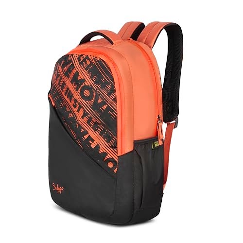 Skybags سايكباجز فيوز بلس حقيبة ظهر بسعة 22 لتر مع حجرة لابتوب 17 بوصة للرجال والنساء، جيب جانبي للزجاجة، منظم مع حامل سلسلة المفاتيح، ظهر مبطن وحزام كتف (برتقالي) - Image 2