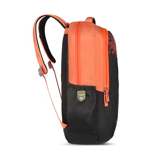 Skybags سايكباجز فيوز بلس حقيبة ظهر بسعة 22 لتر مع حجرة لابتوب 17 بوصة للرجال والنساء، جيب جانبي للزجاجة، منظم مع حامل سلسلة المفاتيح، ظهر مبطن وحزام كتف (برتقالي) - Image 3