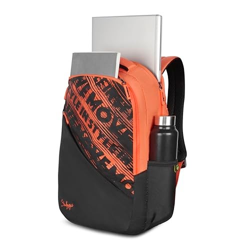 Skybags سايكباجز فيوز بلس حقيبة ظهر بسعة 22 لتر مع حجرة لابتوب 17 بوصة للرجال والنساء، جيب جانبي للزجاجة، منظم مع حامل سلسلة المفاتيح، ظهر مبطن وحزام كتف (برتقالي) - Image 5