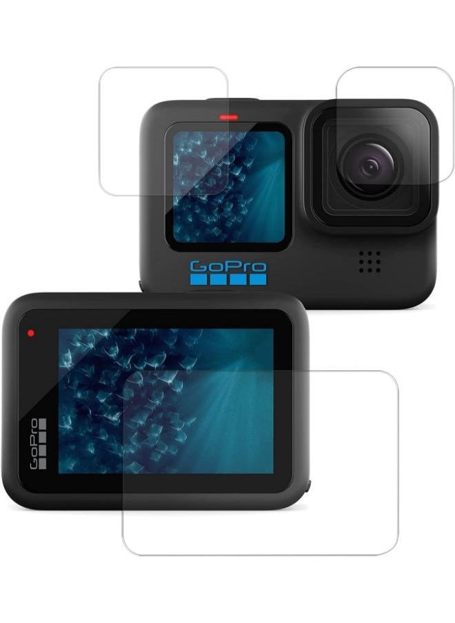 Generic Pack of 3 Screen Protectors for GoPro Hero 12, Tempered Glass Screen Protector + Lens Protector + HD Small Display, HD Clear Screen Protector  - Image 1