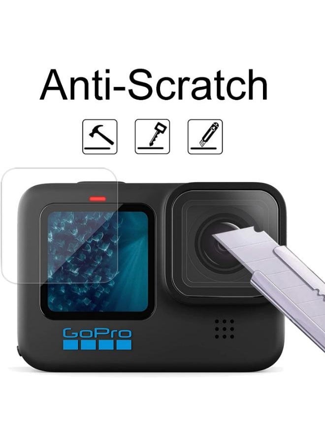 Generic Pack of 3 Screen Protectors for GoPro Hero 12, Tempered Glass Screen Protector + Lens Protector + HD Small Display, HD Clear Screen Protector  - Image 2