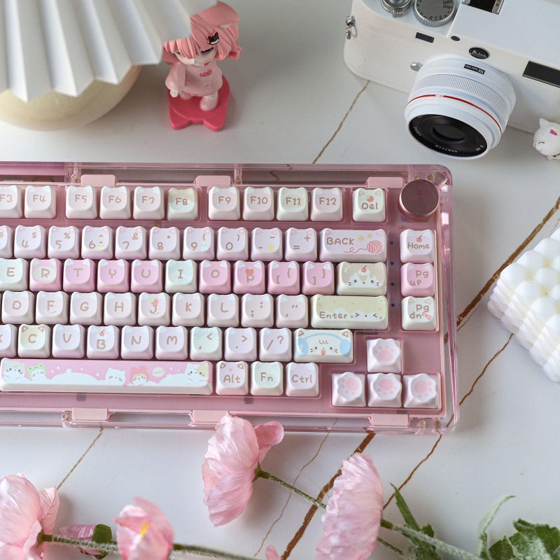 KiiBOOM Cute Cat Keycaps Set, Mao Profile, PBT/PC Keycap for MX Switches Mechanical Keyboard, Compatible with 60%, 65%, 75%, TKL, 96%, Full-Sized Layout (Meow Squad) - Image 2