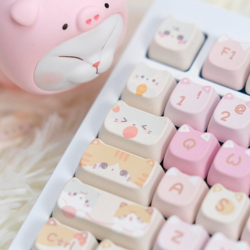 KiiBOOM Cute Cat Keycaps Set, Mao Profile, PBT/PC Keycap for MX Switches Mechanical Keyboard, Compatible with 60%, 65%, 75%, TKL, 96%, Full-Sized Layout (Meow Squad) - Image 4