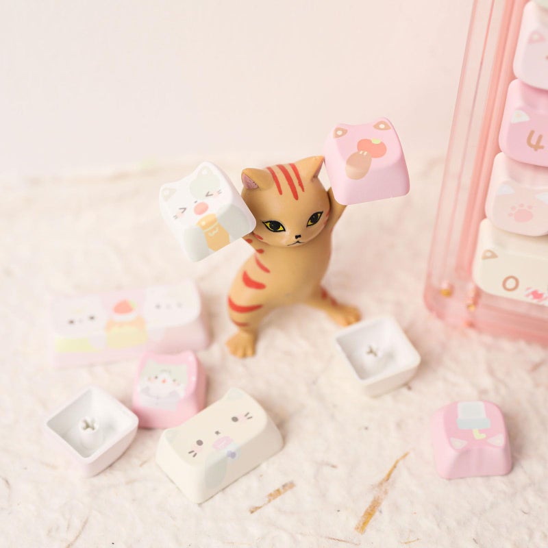 KiiBOOM Cute Cat Keycaps Set, Mao Profile, PBT/PC Keycap for MX Switches Mechanical Keyboard, Compatible with 60%, 65%, 75%, TKL, 96%, Full-Sized Layout (Meow Squad) - Image 5
