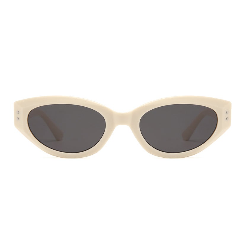 Generic Retro Cat Eye Polarized Sunglasses Unisex UV Protection Off-white frame gray piece
