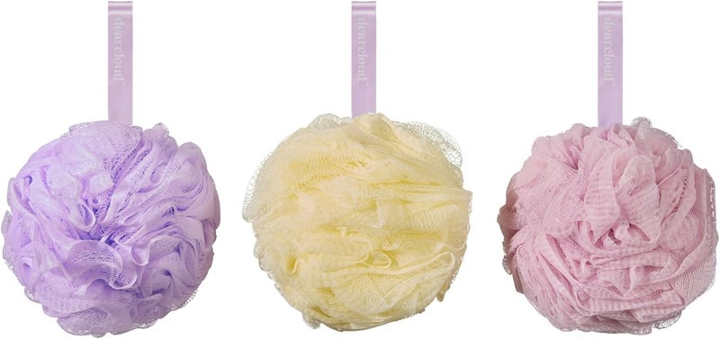 dearcloud XL Classic Loofah Travel Set of 3 Exfoliating Body Scrubber for Smooth Radiant Skin Lavender - Image 2