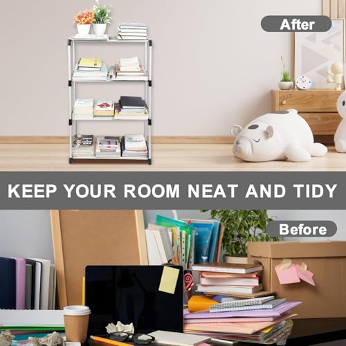 LOTSPEK 4-Tier Book Rack - Sturdy Multi-Level Storage Organizer for Books, Magazines, and Office Supplies, Space-Saving Design”Adjustable Multi-Functional Book Organizer,Book Rack,Bookshelf Storage - Image 5