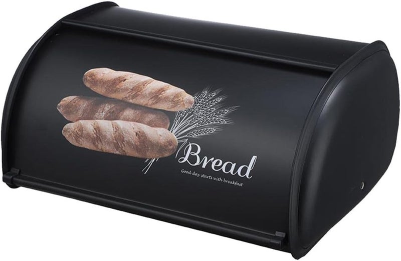 klarako Bread Container With Roll Top Bread Bin Stainless Steel Stainless Steel, Black - Image 3