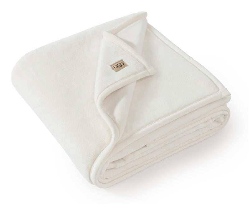 UGG Coco Plush Throw Blanket  Cozy Soft Fleece Blanket for Couch Bed or Chair Housewarming Gift for Women Bedroom or Living Room Decor Lightweight  Hypoallergenic 50 x 70 White Snow