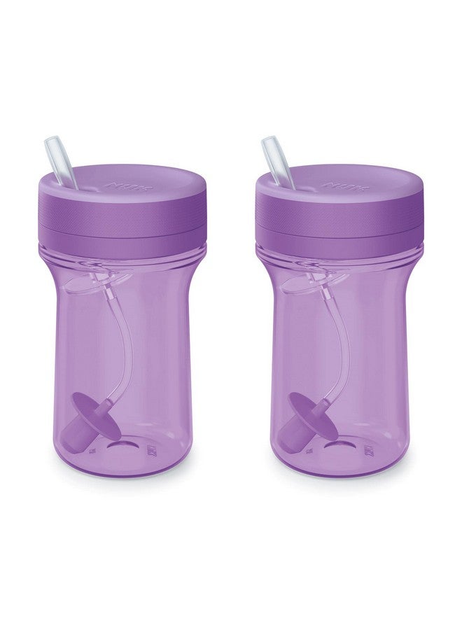NUK Everlast Weighted Straw Cup Superdurable Leakproof Toddler Sippy Cup Purple 10 Oz 2 Count (Pack Of 1) - Image 1