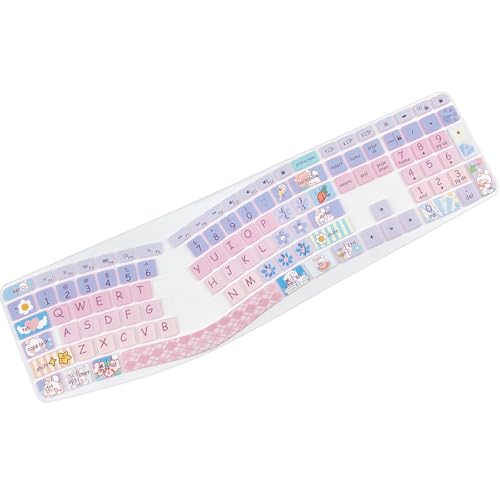 DSINFOYO Cute Silicone Keyboard Cover for Logitech Ergo K860 Ergonomic Keyboard, US Layou, Cute Bunny - Image 4