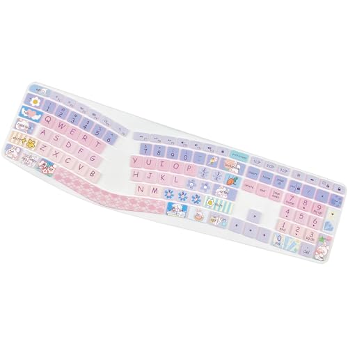 DSINFOYO Cute Silicone Keyboard Cover for Logitech Ergo K860 Ergonomic Keyboard, US Layou, Cute Bunny - Image 3
