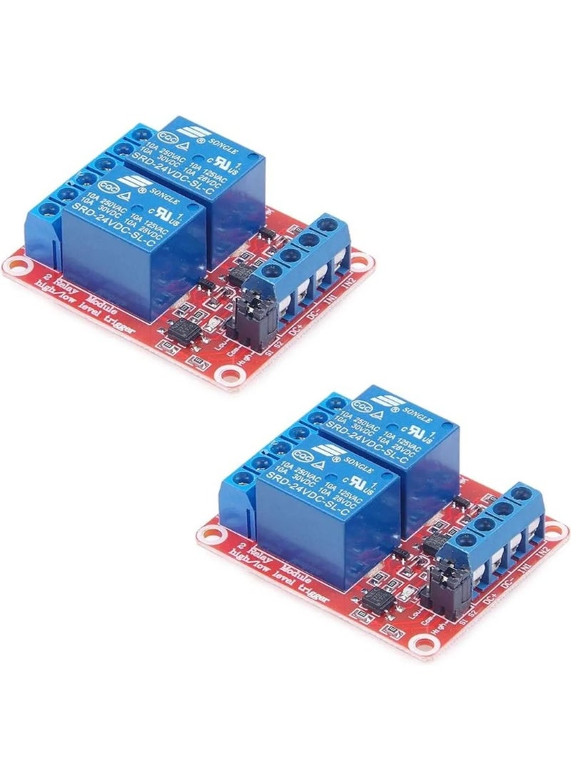 وحدة ريلي 24 فولت DC ذات قناة 2 مع محفز Optocoupler عالي / منخفض المستوى - Image 1