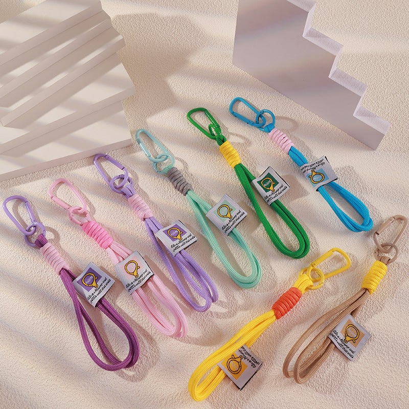 Colorful Braided Short Wrist Strap Keychain - Image 1