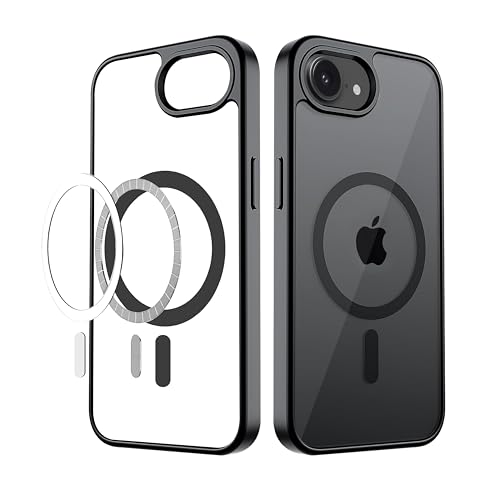 CEDO Magfit Backcover for iPhone 16e / iPhone 17e (6.1 inch) | Mag-Safe Wireless Charging | Designed with Magnetic Lock Shockproof Phone Bumper Transparent Back Case Cover (Black) - Image 1
