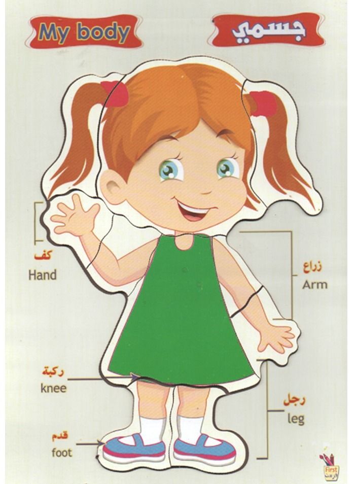 بازلز بازل خشبي اجزاء الجسم البنت ملون 10 قطع - Image 1