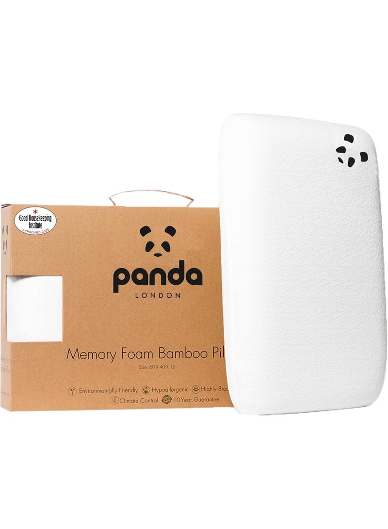 باندا وسادة فاخرة من إسفنج الذاكرة من الخيزران، 60 × 40 × 12 سم - مضادة للحساسية، عالية التهوية، تحكم في المناخ، صديقة للبيئة - Image 1