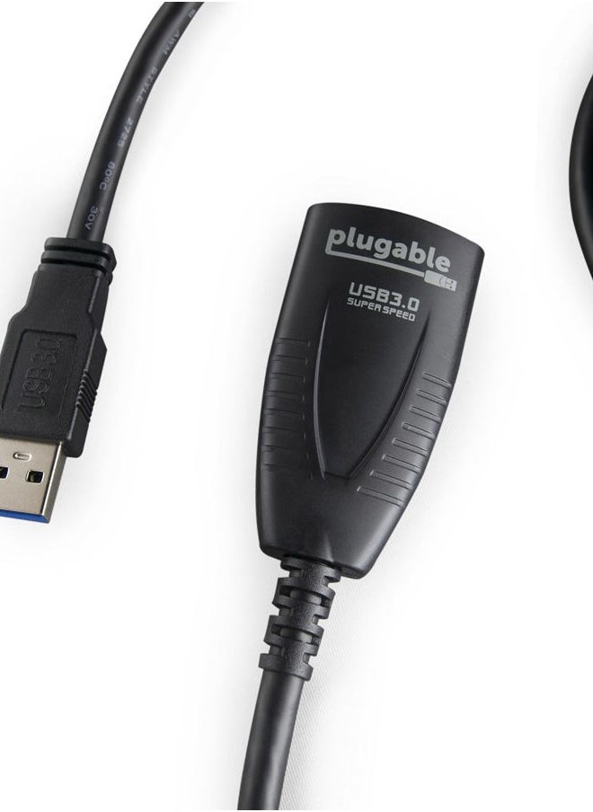 Plugable - 5 Meter (16 Foot) USB 3.0 Active Extension Cable with AC Power Adapter, Back-Voltage Protection and Driverless Technology - Image 1