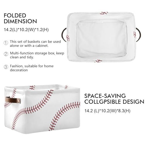 XUWU Storage Basket Bin Baseball Organizer Basket Collapsible Shelf Basket Cube with handle for Nursery Bedroom Bathroom - Image 3