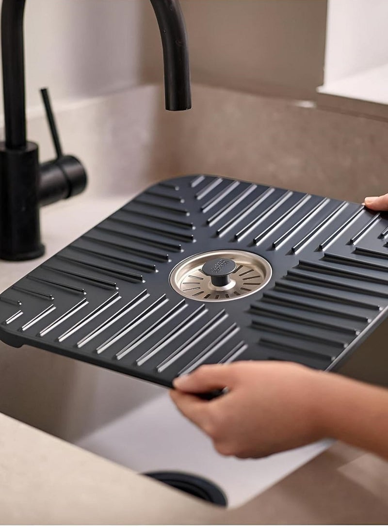 Fast Drain Sink Mat - Large Non-Slip Kitchen Faucet Tray with Removable Plug for Fast Water Flow - Image 1