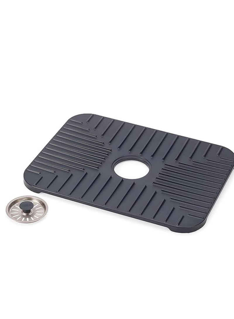 Fast Drain Sink Mat - Large Non-Slip Kitchen Faucet Tray with Removable Plug for Fast Water Flow - Image 3