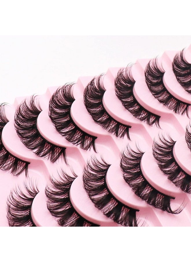 Russian Strip Lashes Dd Curl False Eyelashes Fluffy Wispy Faux Mink Lashes 10 Pairs Pack (D07)