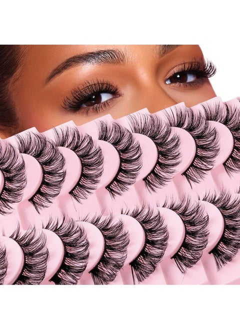 Russian Strip Lashes Dd Curl False Eyelashes Fluffy Wispy Faux Mink Lashes 10 Pairs Pack (D07)